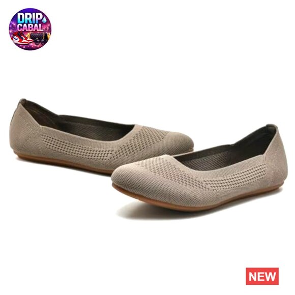 Knit Ballet Flats with Memory Foam, Slip-On Walking Shoes